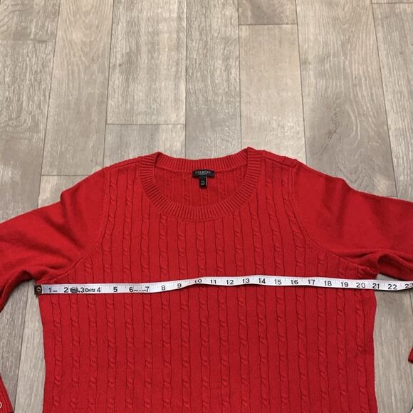 Womens Talbots Cable Knit Crewneck Red Holiday Pullover‎ Sweater - Picture 5 of 8